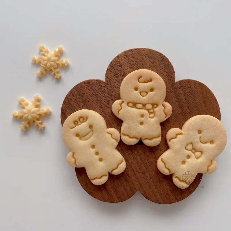 3Pcs Christmas Bird Gingerbread Man Cookie Cutter Butter Biscuit Mold Mini Cookie Embosser Stamp Fondant Cake Decorating Tools