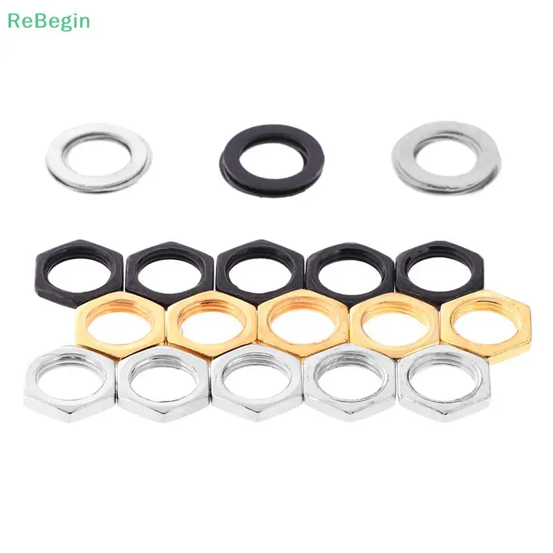 Hot sale 7pcs Iron Jack Socket Connector Nuts with Washers Set for Electric Guitar Bass Parts