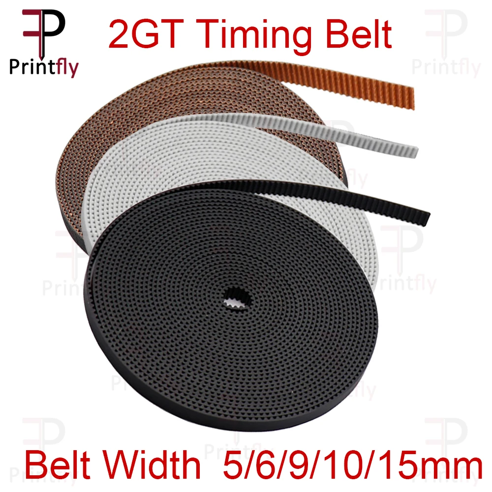 Printfly 2GT Timing Belt Width 5mm 6mm 9mm 10mm 15mm 3D printer GT2 Synchronous Opening Belt Dust-proof Rubber Pu Steel Wire