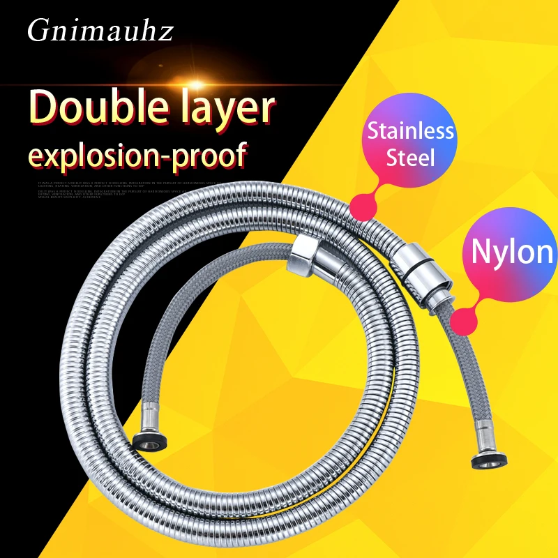 Shower Hose Chrome Shower Pipe Silicon Tube 1.5M Stainless steel braided explosion proof Shower Hose