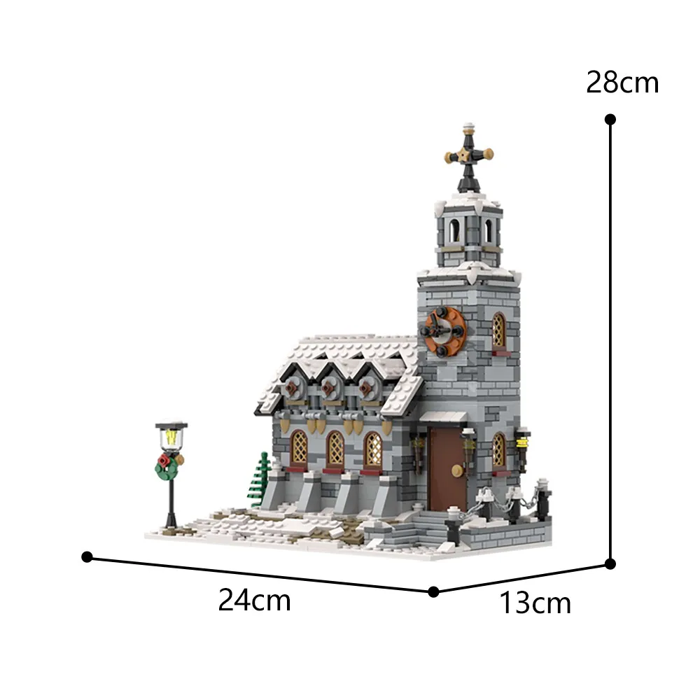 

Custom MOC: C5640 Micro Winter Church Model 1074 Parts Gift for Christmas