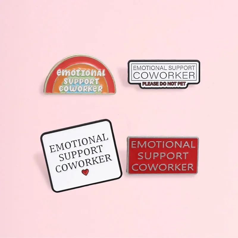 Funny English Metal Brooches for Office Workers - Emotional Support Colleagues' Meme Pins Coat Badges & Accessories