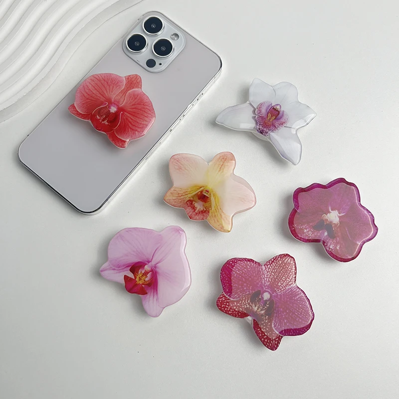

Cute Acrylic Phone Holder Artificial flowers Shaped Phone Support Ring Foldable Desktop Phone Stand for Iphone Huawei Xiaomi