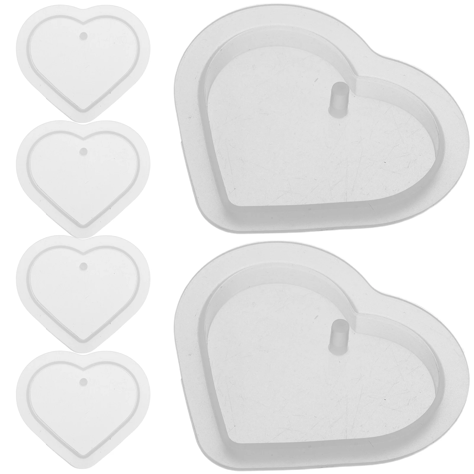 

6pcs Heart Resin Silicone Love Pendant Keychain Molds Jewelry Making Epoxy Crafts Necklace Earrings Diy Family Activity Kits