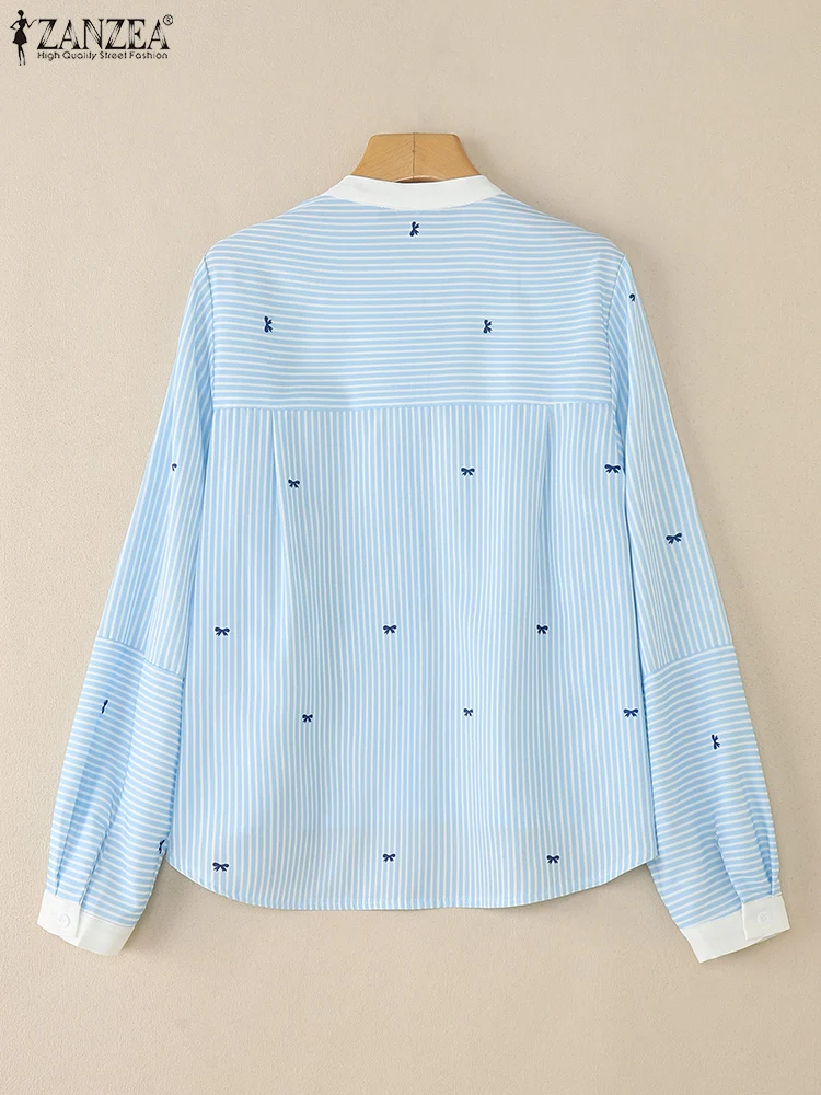 ZANZEA Vrouwen Casual Losse Herfst Tops Lange Mouw Strepen Shirts 2025, Vintage Kantoor Werk Tunieken Mode Vrouwelijke Knoppen Blusas