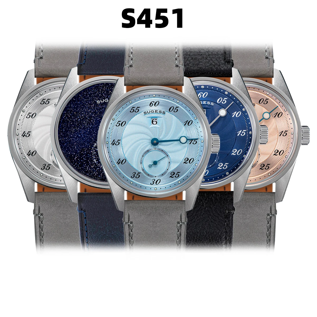 Sugess Watch of Men Automatic Mechanical Wristwatches ST1721 Movement Luminous Simple Fashion Clock Waterproof Glass S451 New