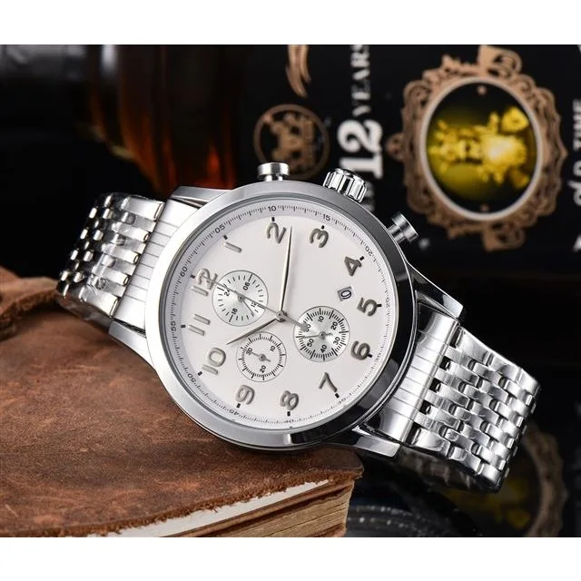 

High Quality Three Eye Large Dial Solid and Thick All Steel Personalized Three Eye Multifunctional Men's Quartz Watch with Excel