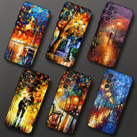 L-Leonid A- Afremov Oil Painting Phone Case For Samsung S 25,24,23,22,30,21,10,9,Ultra,Plus,Lite,FE,4,5G Black Soft Case