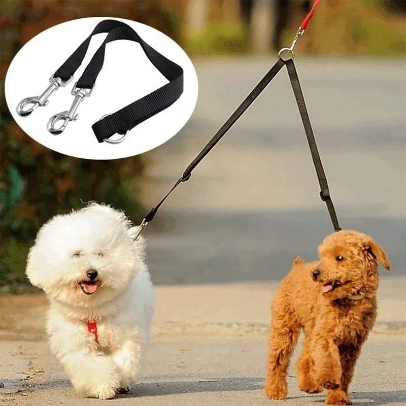 Black Coupler Leash Lead Duplex 2 Way Multiple Dual Double Leash Dog Pet