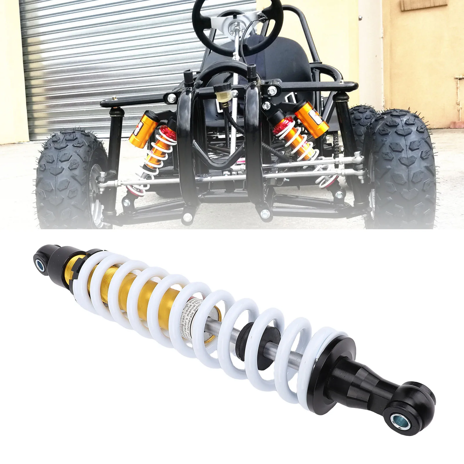 Heavy Duty Shock Absorber 400mm Hole Distance 10mm Diameter Spring Adjustable Damping for Motorcycle UTV Quad Dirt Bike Go