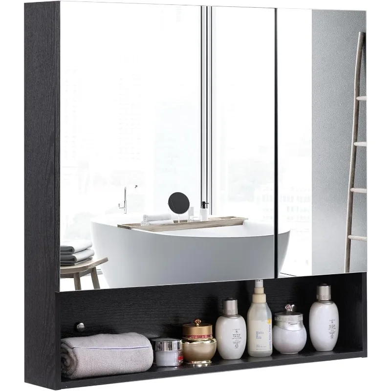 Armoire avec miroir et étagères, armoire HOWall avec évaluation de bijoux, encastré ou monté en surface, 30.4 