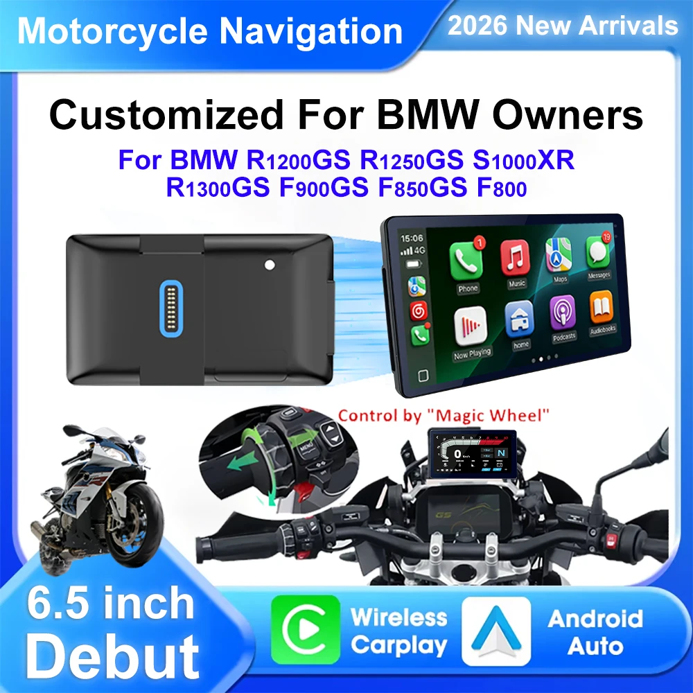 6.5 inch Wireless CarPlay Moto Android Auto GPS Motorcycle Portable Digital Dashboard Navigation Screen For BMW R1200GS R1250GS