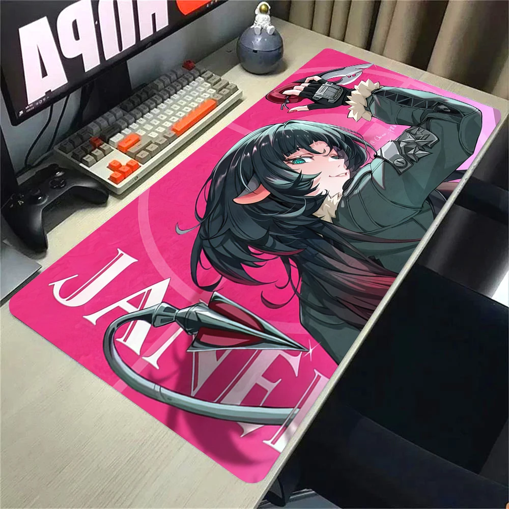 XXL 90X40CM Kawaii Urban Action Anime Girl Gaming-Mauspad, rutschfeste Gummiunterlage mit genähtem Rand, Schreibtischunterlage für PC, Laptop, Büro, Geschenk