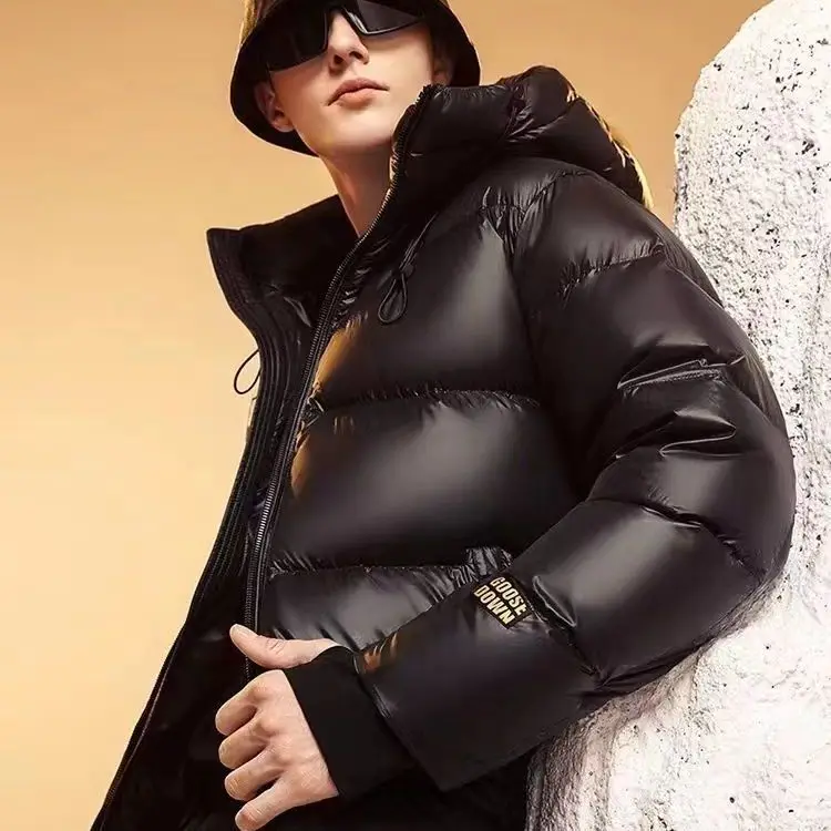 Fashionable and Warm Down Coat for Couples Short High-end White Duck Down Jackets for Men and Women Black Puffer Jackets JK-984