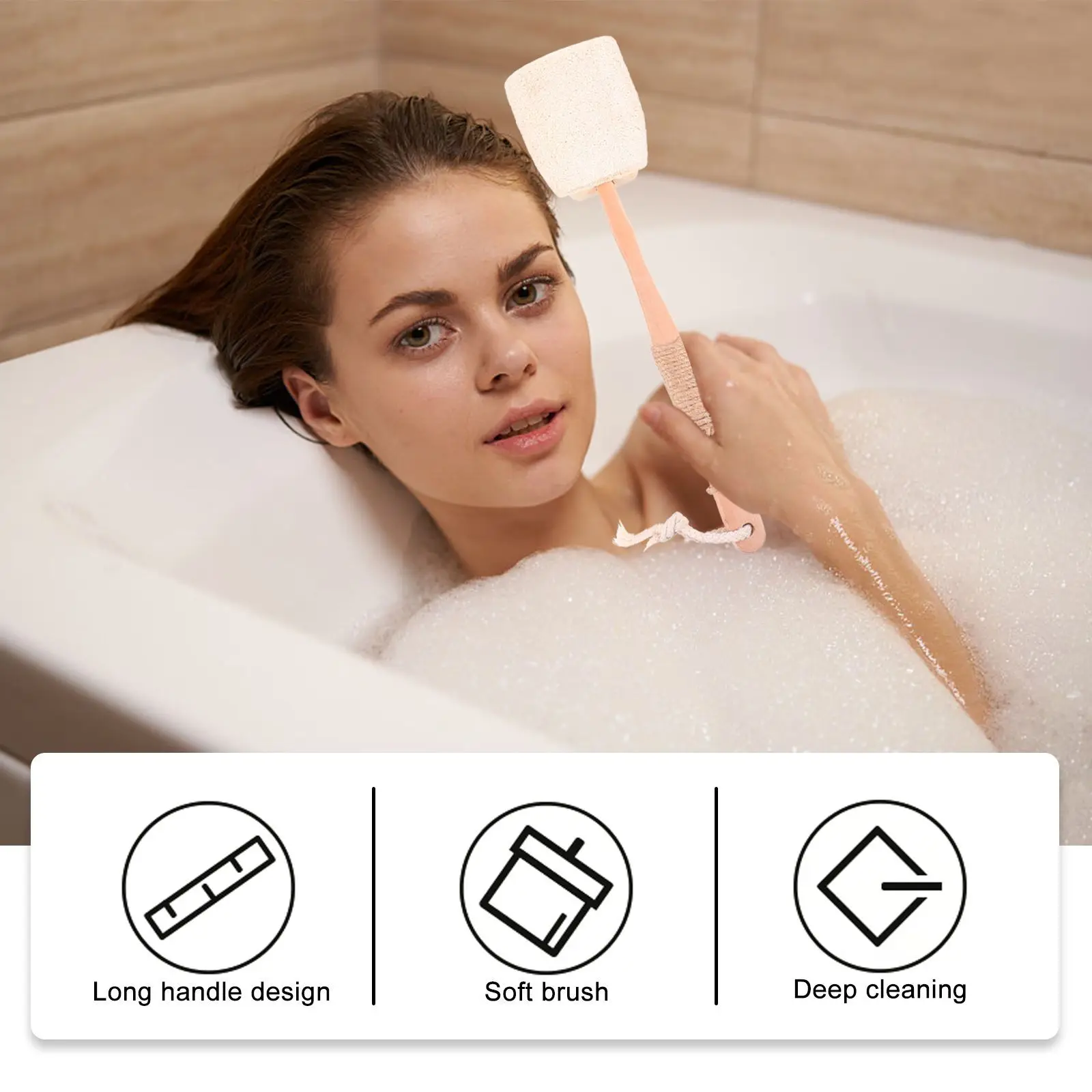 

High-Quality Wood Handle Loofah Bath Brush Exfoliating Body Cleaning Long-Term Use Non-Slip Design Lanyard for Hanging