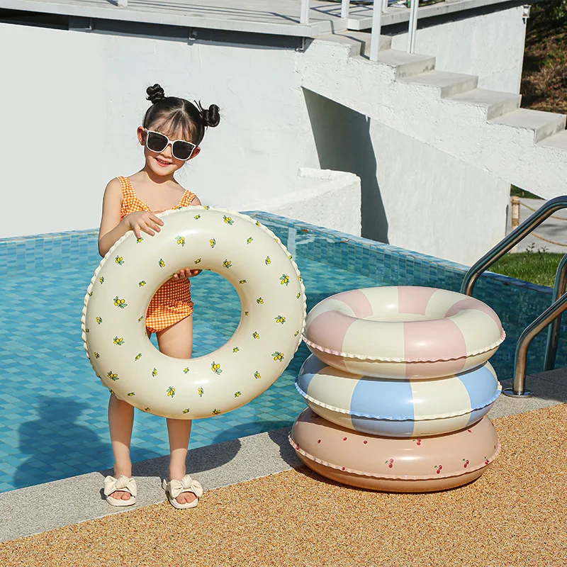 

Vintage Stripe Cherry Inflatable Swimming Ring Adult Pool Floats Kids Swimming Circle Pool Party Toys Pool Air Mattress
