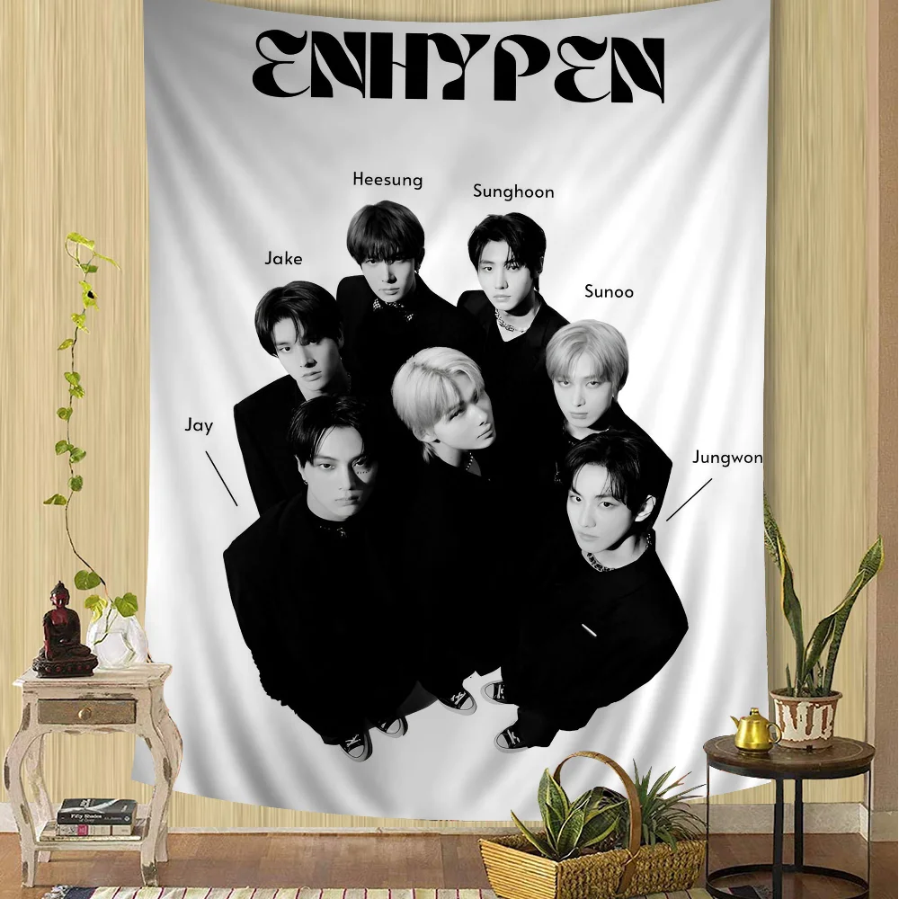 Kpop E-ENHYPEN Hanging Bohemian Tapestry Bohemian Wall Tapestries Mandala Kawaii Room Decor