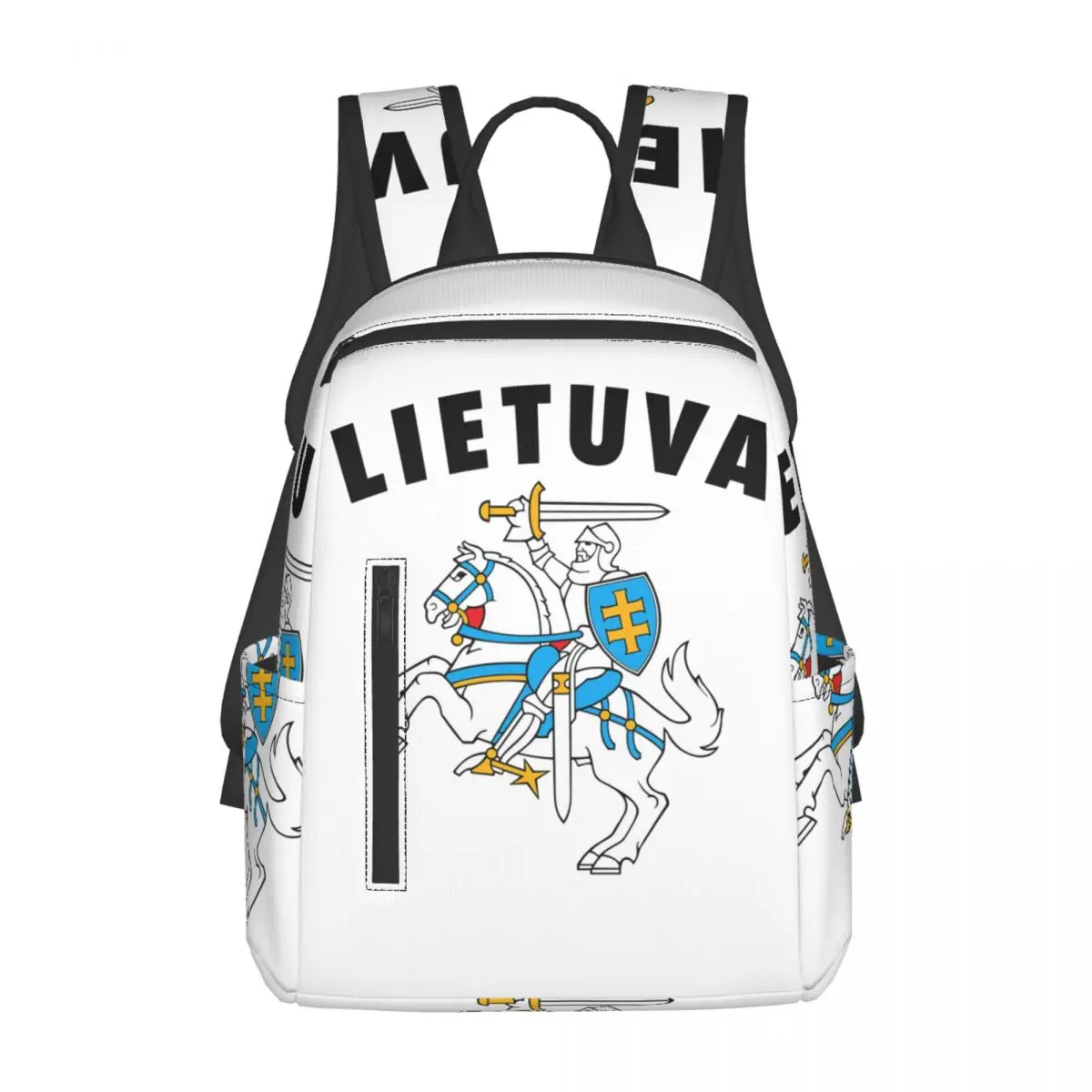 lietuva-リトアニア紋章バックパックデイパック大容量男の子女の子ブックバッグスクールバッグショルダーバッグ男性女性用