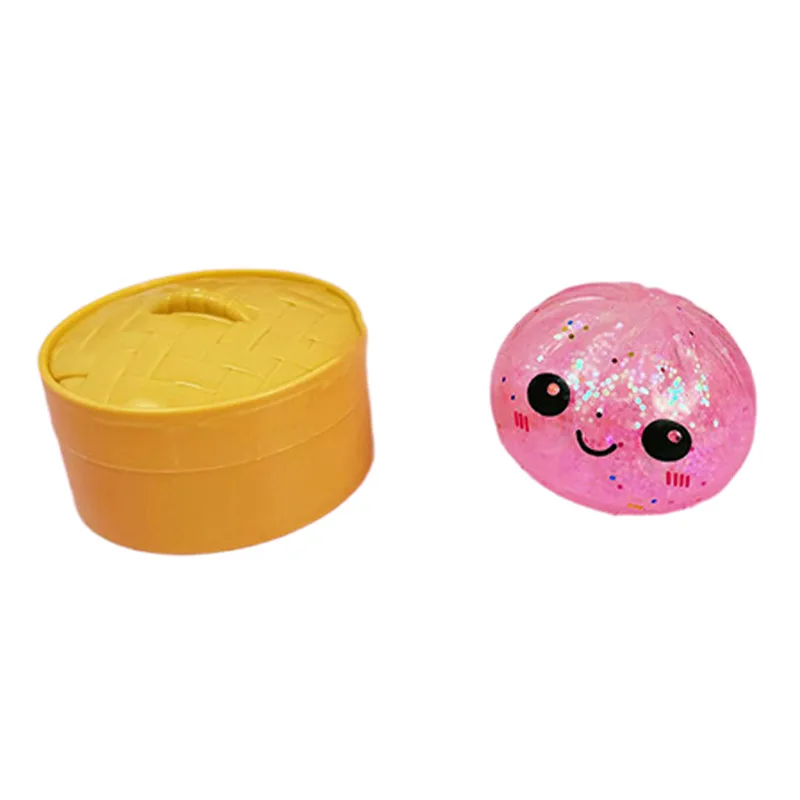 Glitzer Dim Sum Brötchen Squishy Blind Box Kawaii Gedämpftes Brötchen Quetschspielzeug mit Niedlichem Gesicht Langsam Zurückfedernd Stressabbau Fidget Entspannungsspielzeug