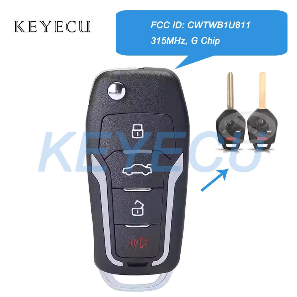 

Keyecu Upgraded Flip Remote Car Key Fob 315MHz 4D82 Chip 4 Buttons for Subaru Forester Impreza Legacy 2012-2017 FCC: CWTWB1U811