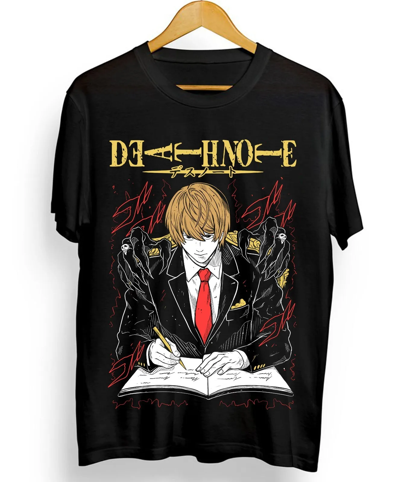 Kira Ryuk T-Shirt Death Note L Manga Strip Horror Anime Black Tee Shirt All Size