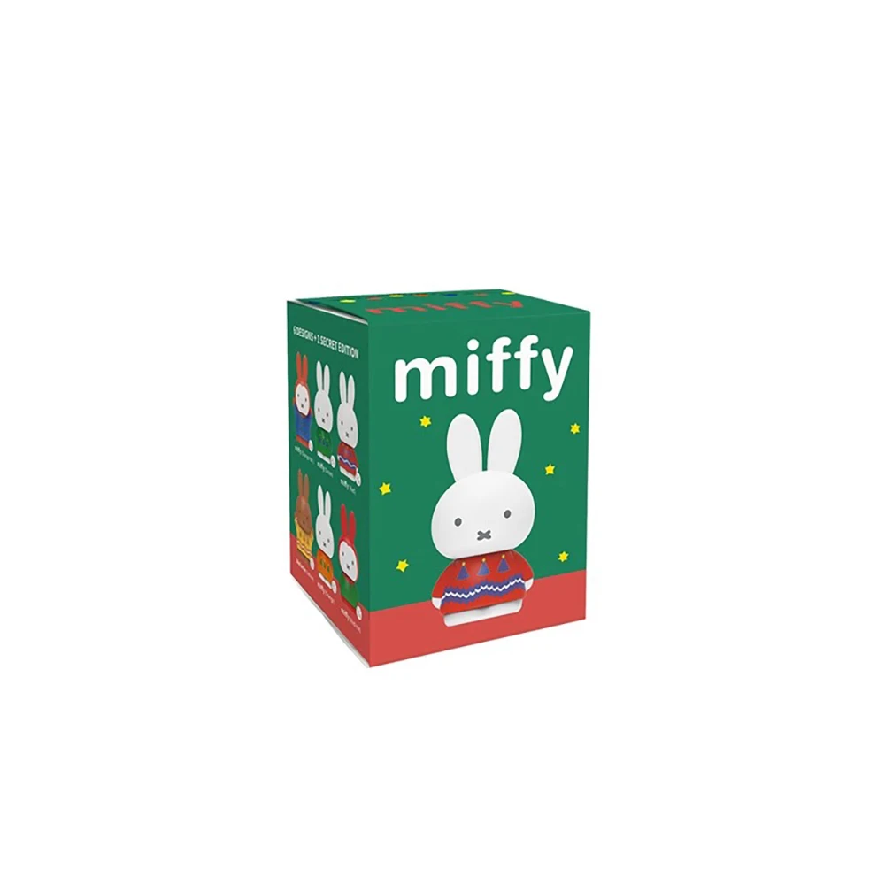 Caja ciega de figura en miniatura Kawaii Miffy, muñeco de conejo bonito, figura temática de invierno coleccionable, regalo de escritorio para vacaciones de Navidad para niña