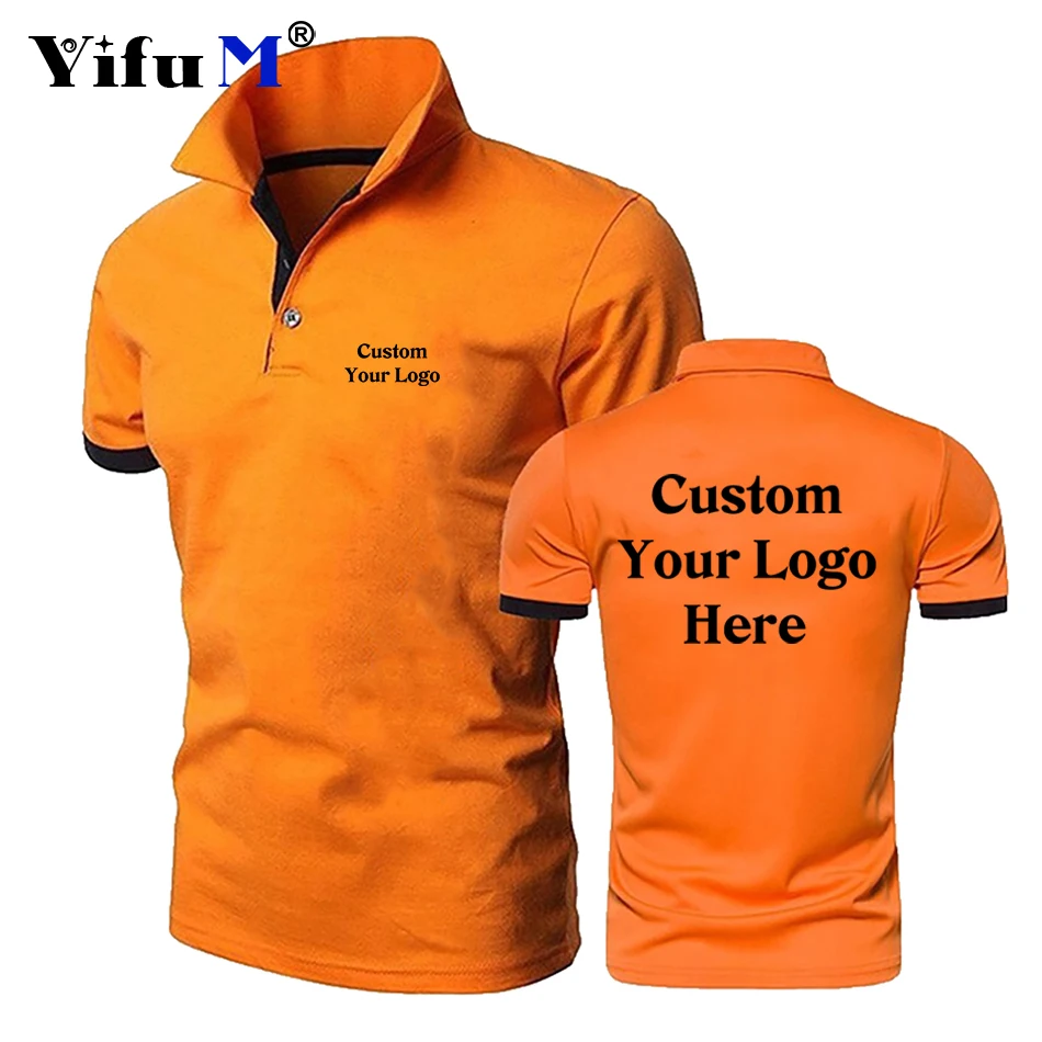 Custom Your Logo Company Personal Business Short Sleeve Polo Design Printing Logo Casual Men Women Lapel Cotton Slim Fit Shirt