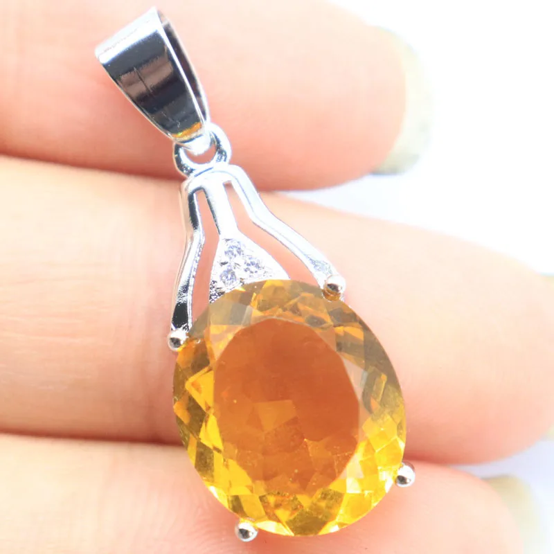 Buy 3 Get 1 Free 31x12mm Rich Golden Citrine Rich Blue Aquamarine Pink Raspberry Rhodolite Garnet CZ Women Silver Pendant