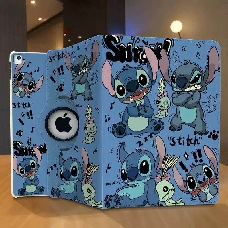 

360 ° Rotating Ipad Case for 2025 A16 11th Pro 11in Cartoon Stitch Case for 10th Generation 10.9in Air6 7 11in Tablets Cover