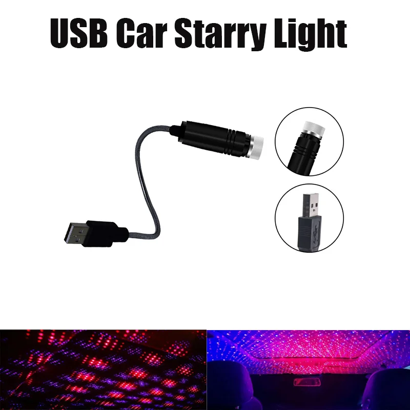 1Pc Mini LED Car Interior Roof Star Night Light Projector Atmosphere Starry Light Decoration Night Party Decor USB Starry Light