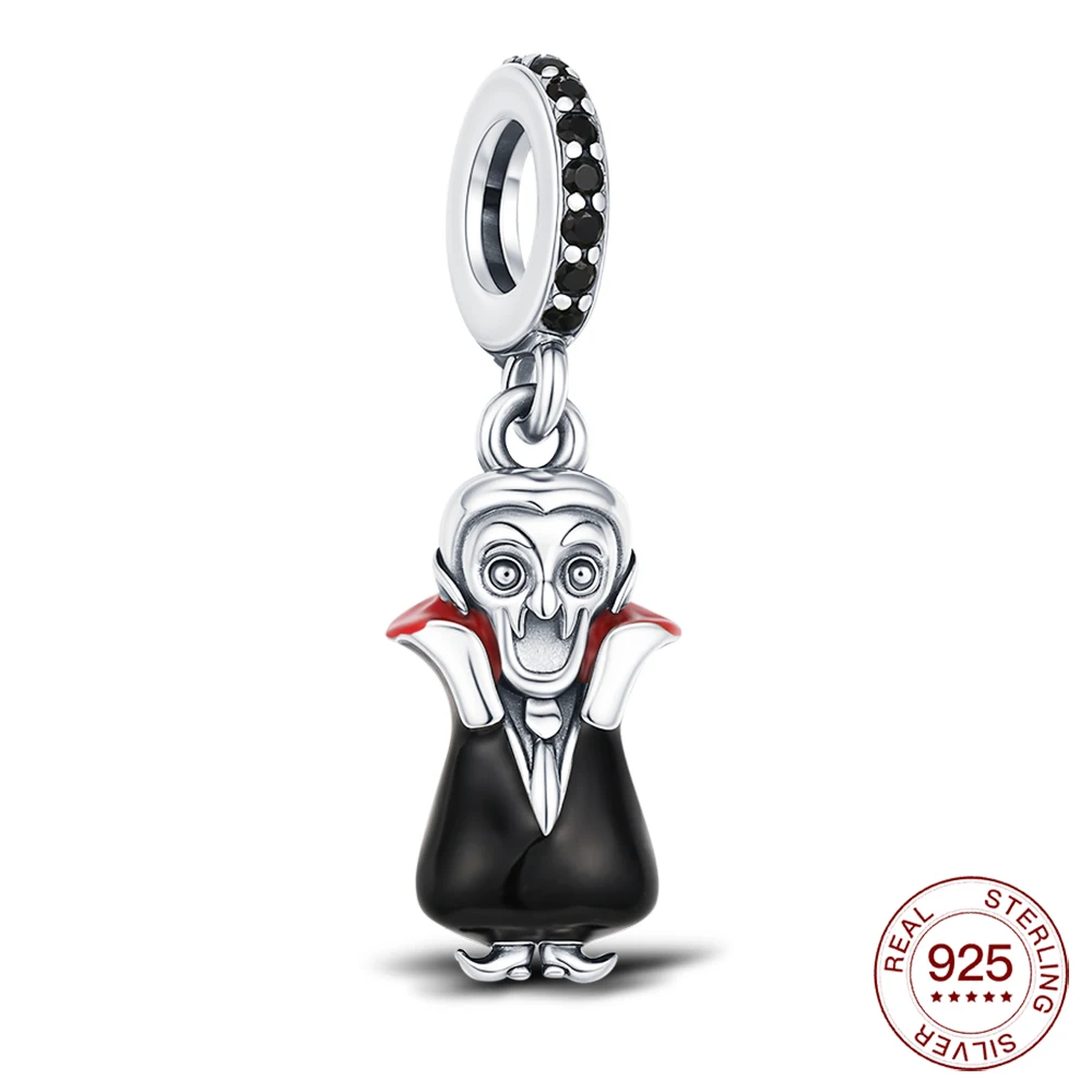Neuer 925 Sterling Silber Halloween Charm Dracula Vampir Perlenarmband DIY Schmuck für Frauen und Schmuckliebhaber Feiertagsgeschenk