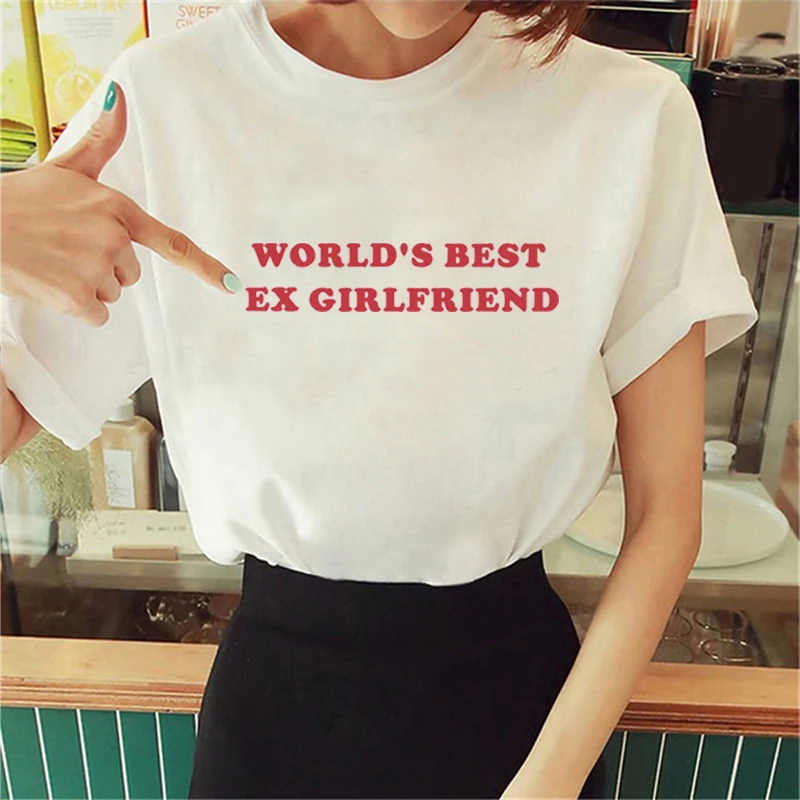 World's Best Ex Girlfriend Women's T-Shirt Casual Homewear Tops Y2k Grunge Printed Short Sleeve Black Tee Aesthetic Harajuku Emo