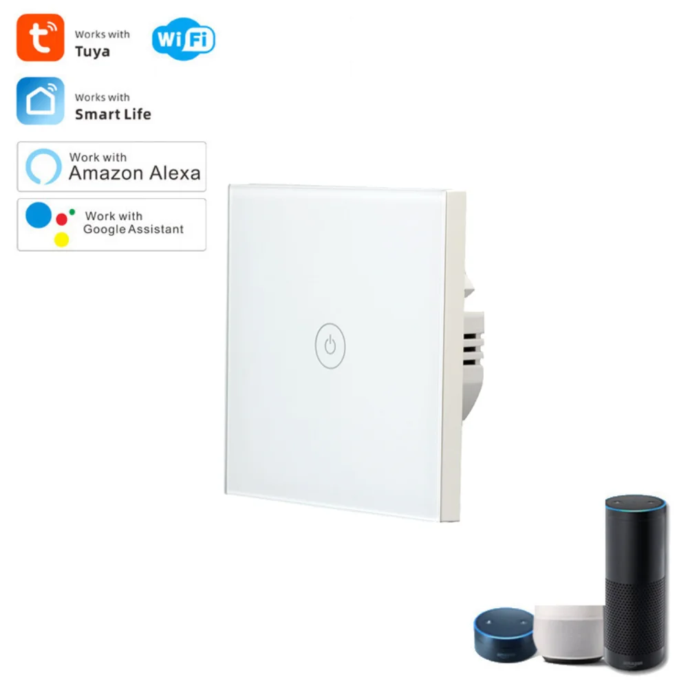 

Intelligent Switch European Standard Intelligent WiFi Switch One Way Wall Switch Connection Alexa Voice Control Touch Switch