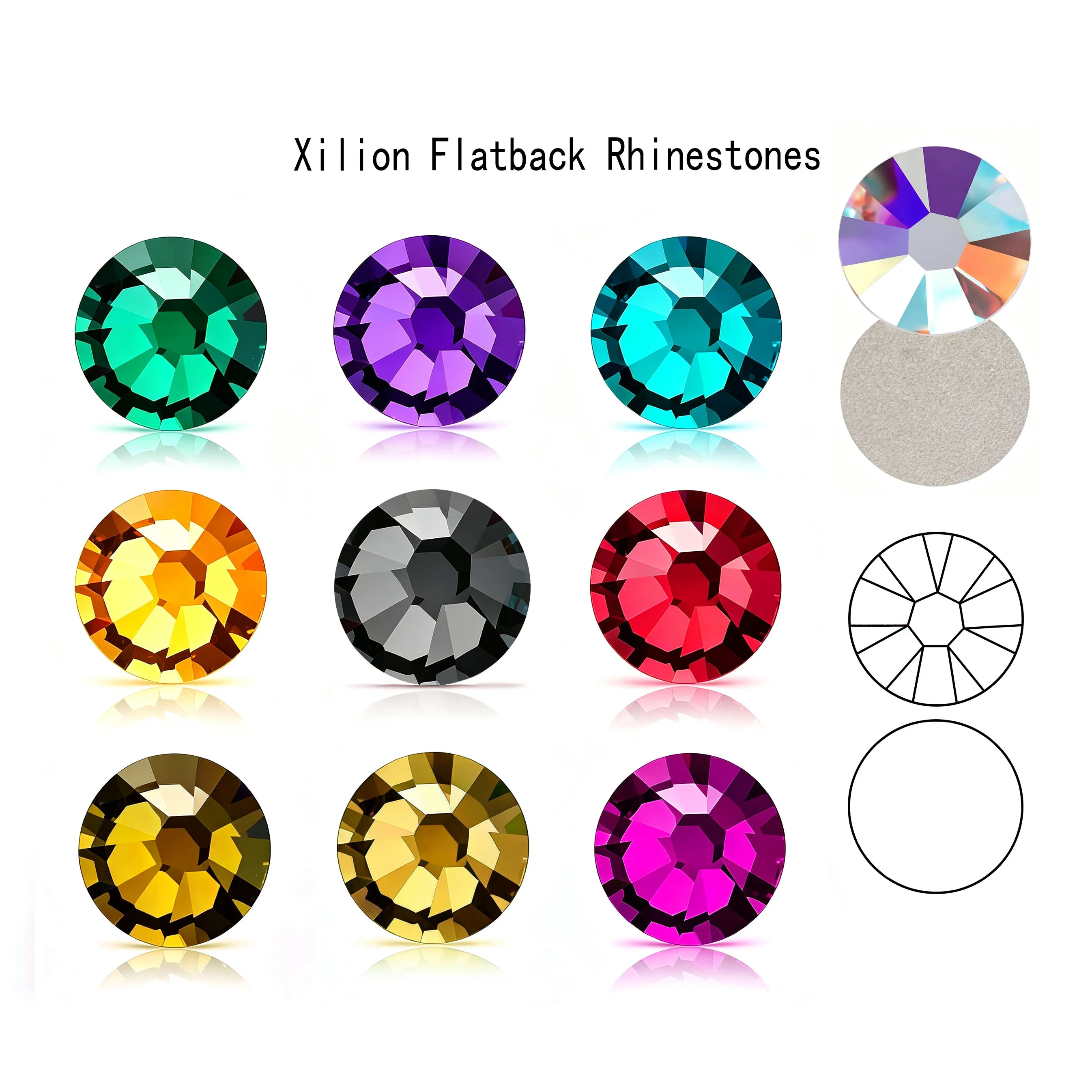 Xilion Rose FlatBack Strass 7Big 7Small SS16 SS20 SS30 Non Hotfix Crystal Rhinestones For Garment Nail Art Clothing #2058