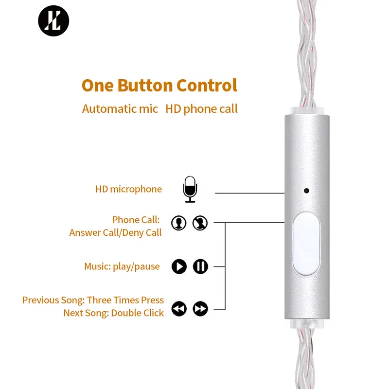 JCALLY جديد JC08S 8 أسهم 2Pin 0.78 مللي متر QDC KZ C دبوس مع ميكروفون سماعة ترقية كابل ل KZ EDX PRO الخروع CCA TRN