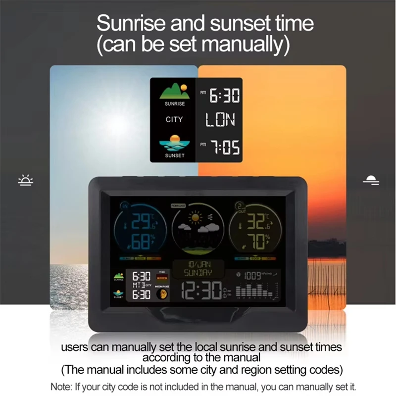 Sveglia digitale con stazione meteorologica con schermo a colori Orologi da tavolo con misuratore di umidità e temperatura interna ed esterna