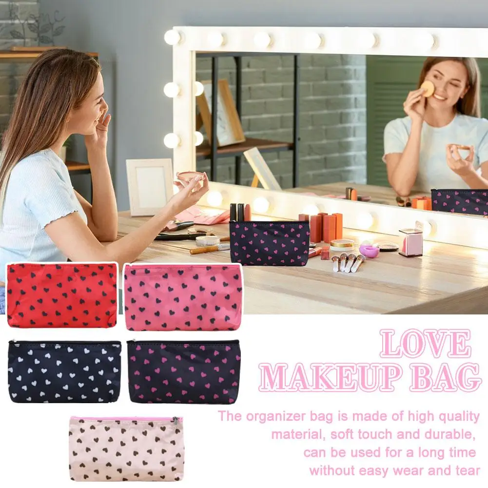 1pcs Women Cosmetic Bag Portable Cute Multifunction Makeup Zipper Toiletry Love Bags Holder Beauty Organizer Travel Pouch S9n4