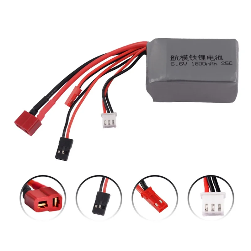 Upgraded 6.6V 1800mAh LiFePO4 Receiver Pack RX Battery With JST Connector and Futaba Plug VS Turnigy 25C~50C 6.6V Battery