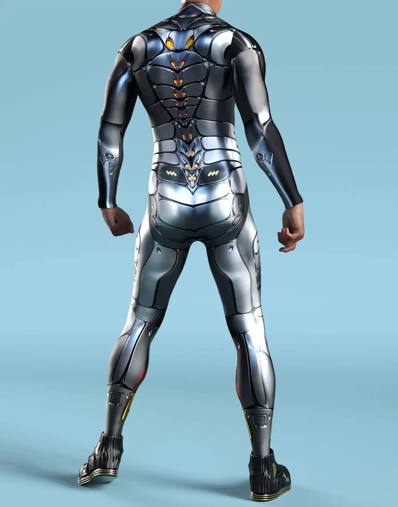 IOOTIANY Mech-Style Halloween-Bodysuit mit Aufdruck für Männer, Schlanker Langarm-Cosplay-Karnevalskostüm, Enger Jumpsuit Zentai 2026 – Detail 19