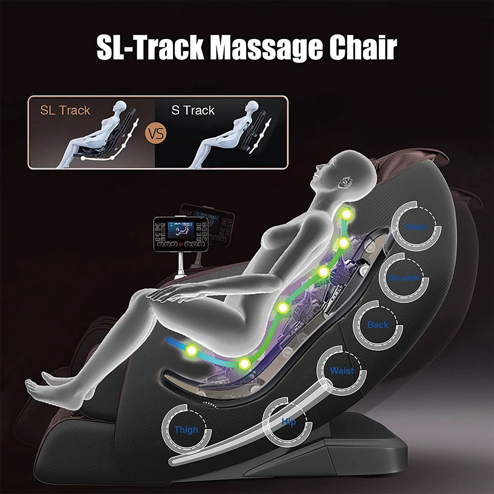 Warehouse in USA Real Relax SL heat thai Stretch Massage Chair Black Hot Sale 3d Zero Gravity Luxurious Massage Chair full body