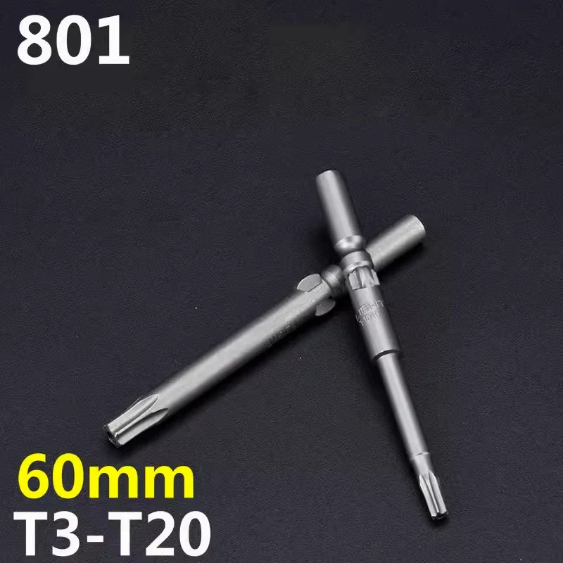 10pcs/lot 60mm/100mm/120mm/150mm length 801 5mm Round Shank Magnetic Torx Screwdriver Bit T3 T4 T5 T6 T7 T8 T10 T15 T20 T25 tool