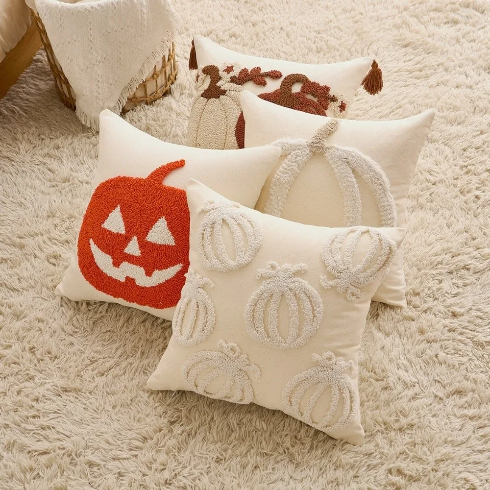 Comfortable Halloween Pillow Cover Wear Resistant Skin-friendly 3D Tufting Pillowslip Practical Soft Texture Throw Pillowcase