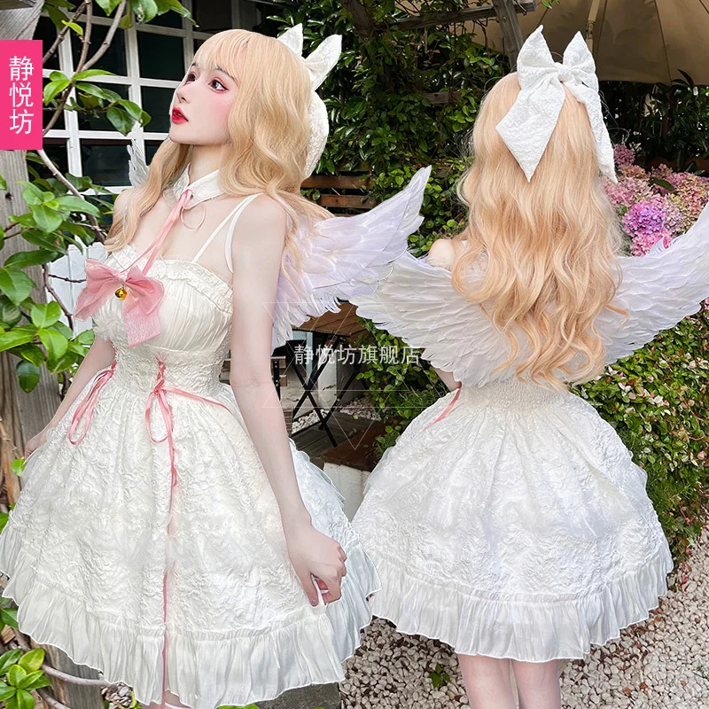 Style japonais doux fille Lolita noir et blanc ange démon robe meilleurs amis Geminilolita Gothicjsk robe