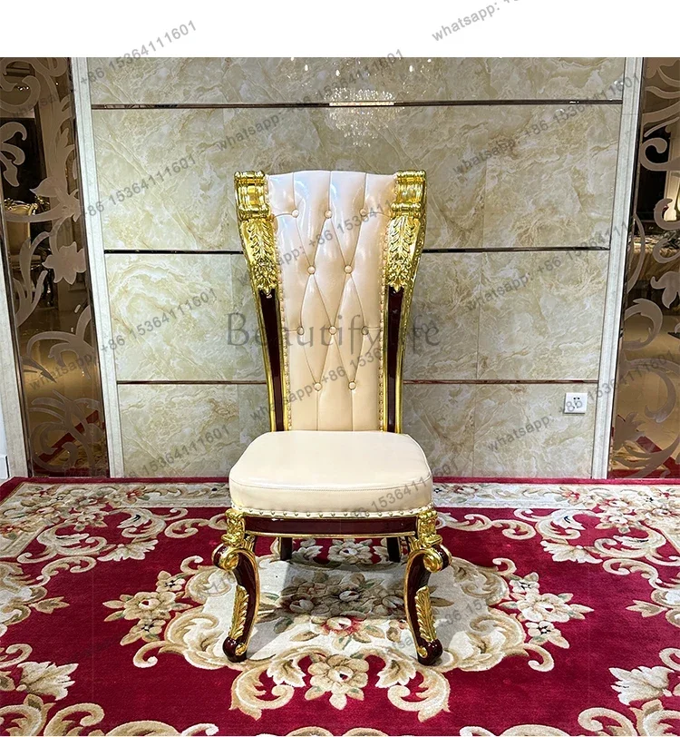 

French leather dining chair dining room soft bag chair luxury first layer cowhide solid wood chair