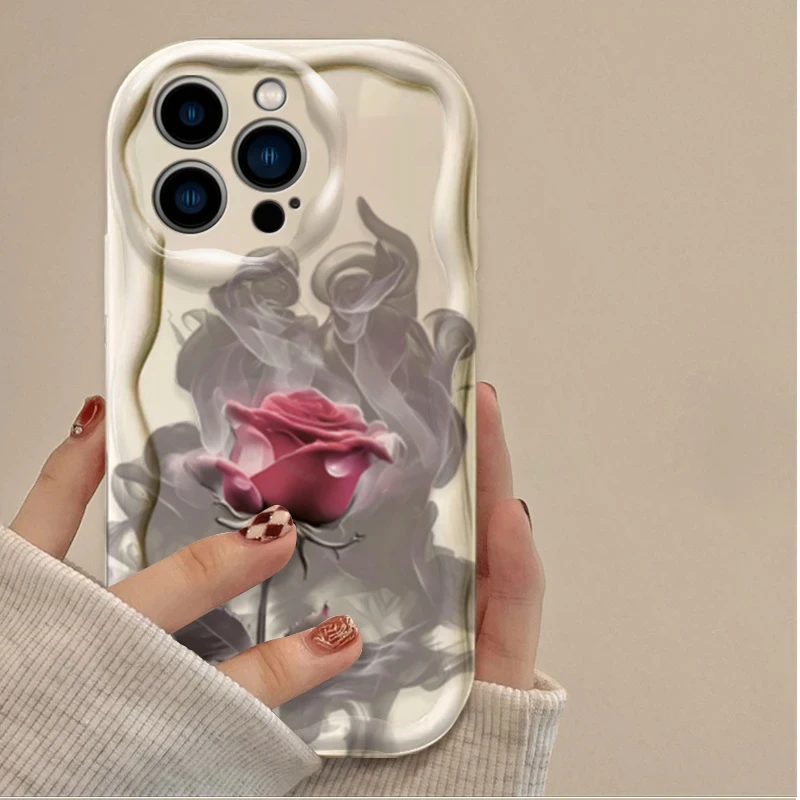 جميلة الزهور ثلاثية الأبعاد واضح قضية الهاتف آيفون 16 16E 15 14 13 12 11 برو ماكس X XS X S ماكس XR SE 2020 SE4 7 8 غطاء سيليكون