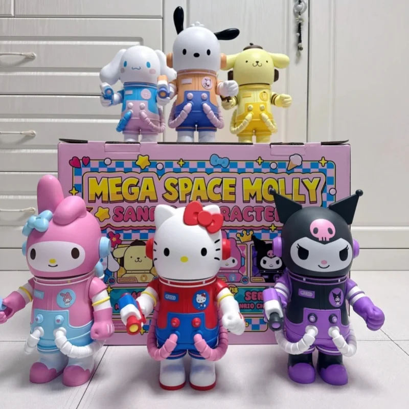 

В наличии, оригинальные персонажи Молли 400% Sanrio Mega Space, аниме-фигурка Hellokitty Cinnamoroll Melody Kuromi Pochacco, модель, подарки