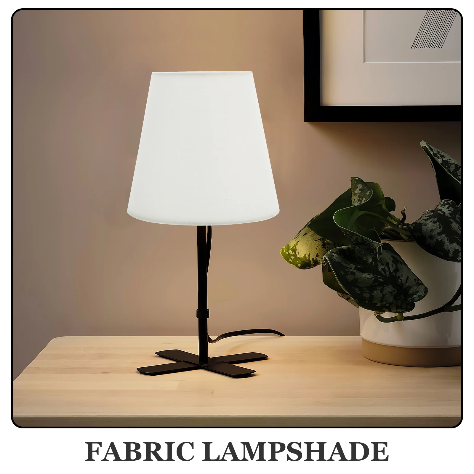 

Style Fabric Table Lamp Lampshade Bedside Shades Indoor Beige Iron Cloth Office