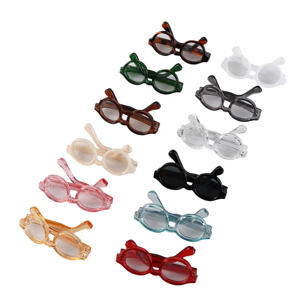 Gafas de montura redonda en miniatura para muñeca, lentes transparentes de plástico, accesorio para muñeca, Color caramelo