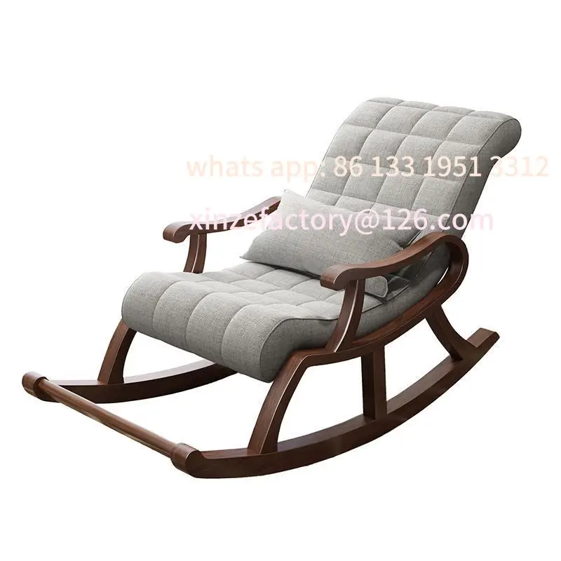 

Nordic Chinese rocking chair household solid wood lazy leisure rocking carefree adult nap recliner balcony elderly living room