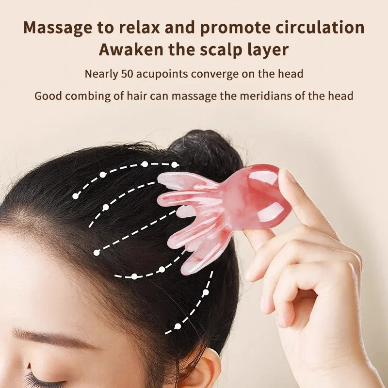 

Resin Octopus Comb Head Massager Comb SPA Gua Sha Health Deep Massage Tool Portable 8-Prong Head SPA Massage Comb Fatigue Relief
